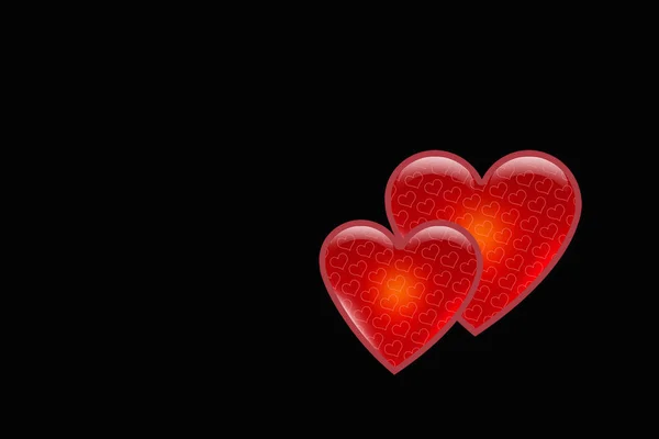 Heart Shaped Red Hearts Black Background — Stock Photo, Image