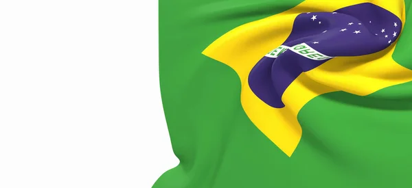 Renderização Uma Bandeira Amarela Brasil Isolada Sobre Fundo Branco — Fotografia de Stock