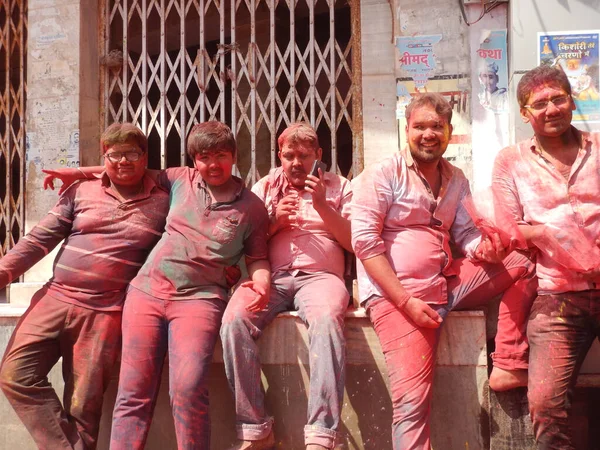 Människor Holi Firandet Indien — Stockfoto