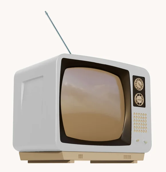 白地に隔離された古いテレビは — ストック写真