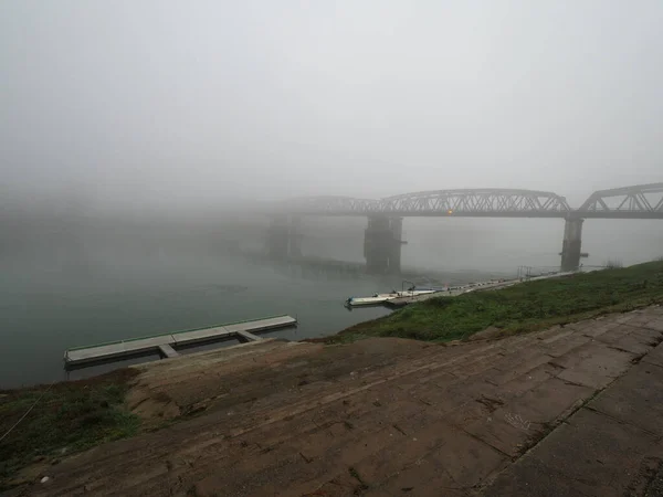 Vue Pont Dans Brouillard — Photo