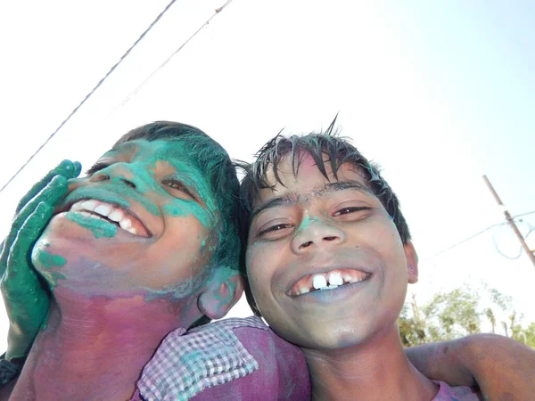 Люди Під Час Святкування Холі Індії — стокове фото