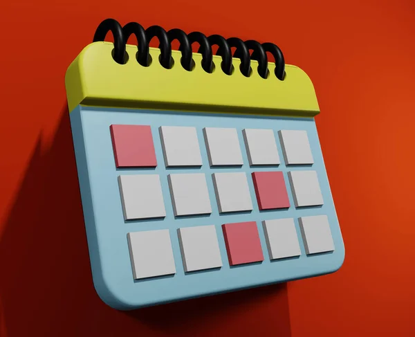 Rendering Calendar Red Background — Stock Photo, Image
