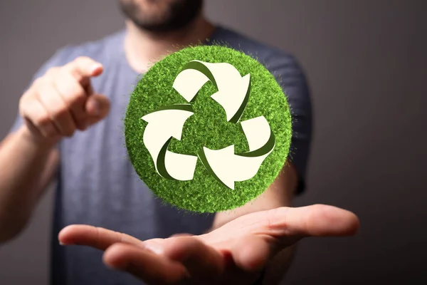 Recycling Konzept Mit Grünem Recycling Symbol — Stockfoto