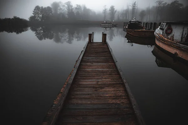 Jetée Bois Sur Rivière — Photo