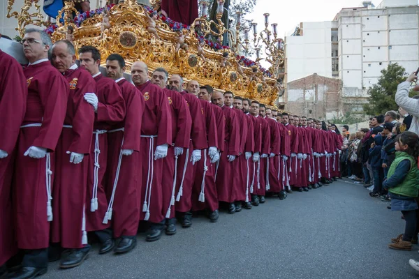 Andalucia Nazarenos Felvonuláson Nagyhét Folyamán Semana Santa — Stock Fotó