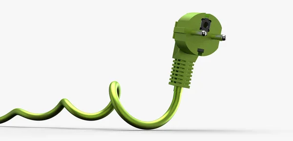 Ілюстрація Зеленого Електричного Штекера Кабелем — стокове фото
