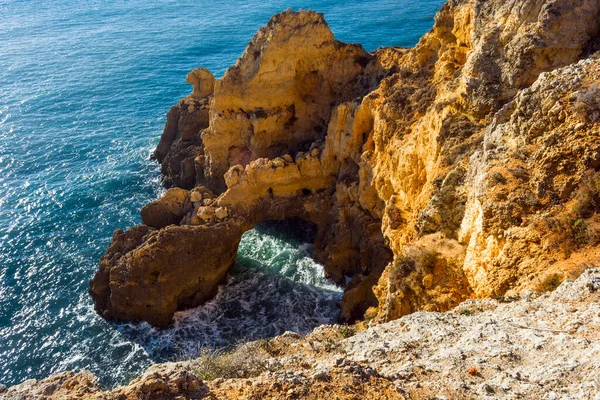 Felsige Küste Der Algarve Portugal — Stockfoto