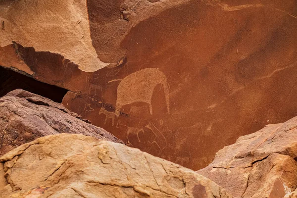 Petra Çölü Ndeki Antik Kaya Oluşumları Jordan — Stok fotoğraf