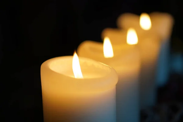 Burning Candle Black Background — Stock Photo, Image