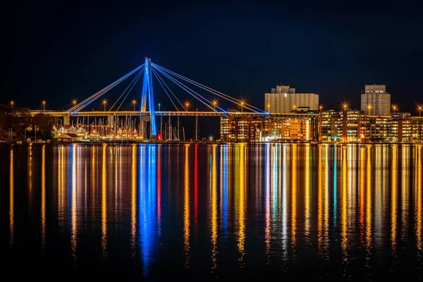 纽约城市的夜景 — 图库照片