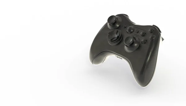 White Joystick Black Gamepad Light Background Rendering — Stock Photo, Image