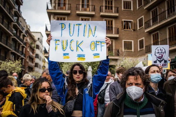 Лютий 2022 Станьте Україною Протести Проти Війни Україні Русичі Озброєні — стокове фото
