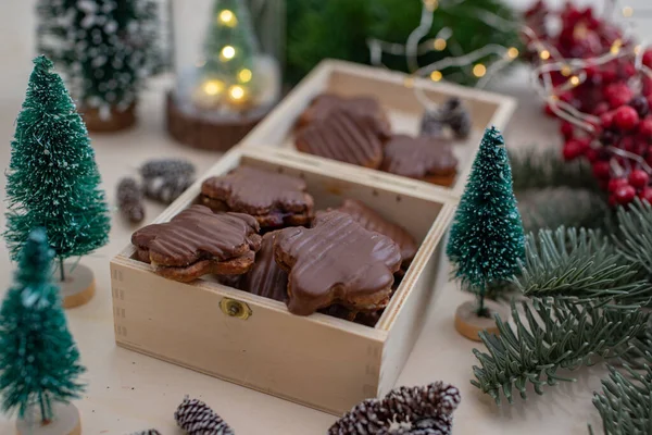 초콜릿 견과를 곁들인 크리스마스 — 스톡 사진