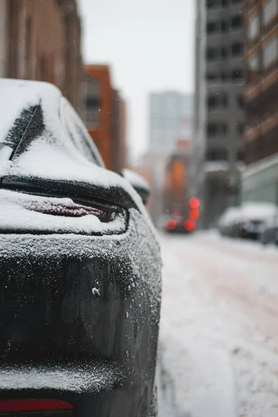 Car Covered Snow Street — Stock Photo, Image