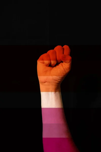 Fist Painted Hand Flag Fight World — Stock Photo, Image
