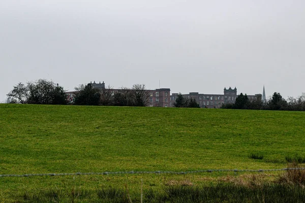 Vackert Landskap Med Träd Och Fält — Stockfoto