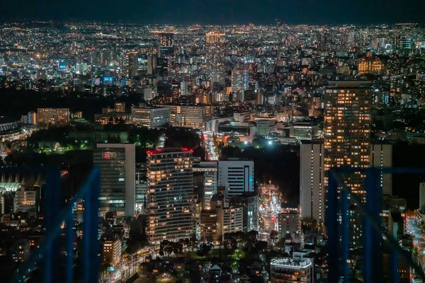 Tokio Japonia Styczeń 2019 Widok Powietrza Panoramę Miasta Nocy — Zdjęcie stockowe
