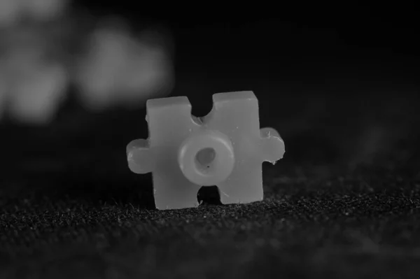 Close View Puzzle Pieces Black White — Stock Photo, Image