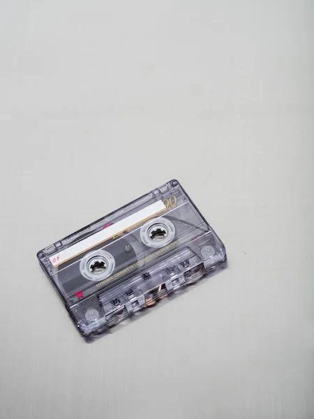 Oude Retro Audio Cassette Tape Witte Achtergrond — Stockfoto