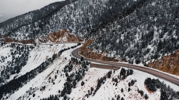 Vista Aérea Carretera Bosque — Foto de Stock