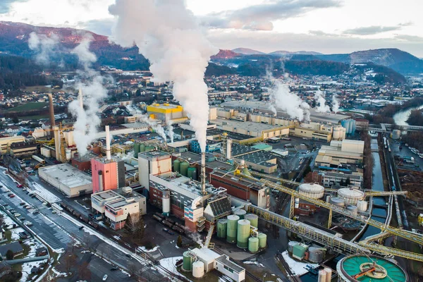 Βιομηχανικό Εργοστάσιο Άνθρακας Καπνός Ρύπανση Ενέργεια Βιομηχανία Εναέρια Άποψη — Φωτογραφία Αρχείου