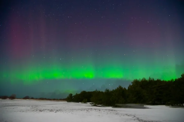 Aurora Borealis Πάνω Από Αρκτικό Τοπίο Χειμώνα — Φωτογραφία Αρχείου