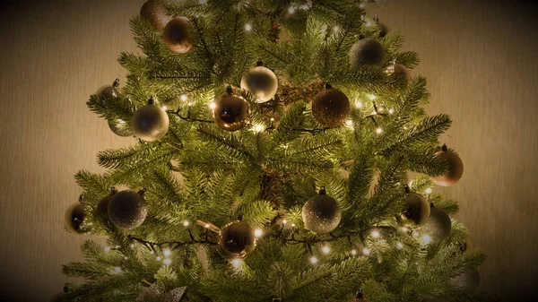 Arbre Noël Avec Boules Décorations — Photo