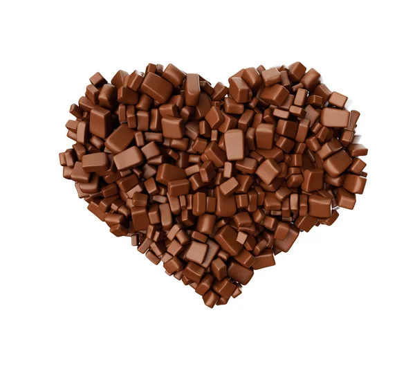 Beyaz Arkaplanda Çikolata Kalp Şekli Işareti — Stok fotoğraf