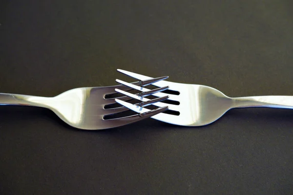 Forks Egy Fekete Háttér — Stock Fotó