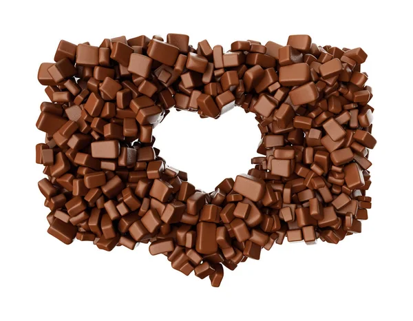 Chocolate Coração Forma Biscoitos Isolados Fundo Branco — Fotografia de Stock