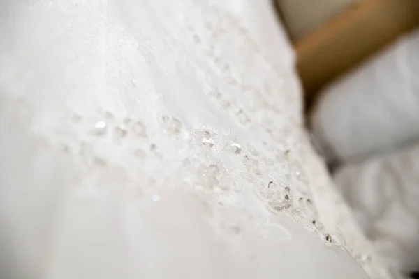 Wedding Dress Bed — Stock Photo, Image