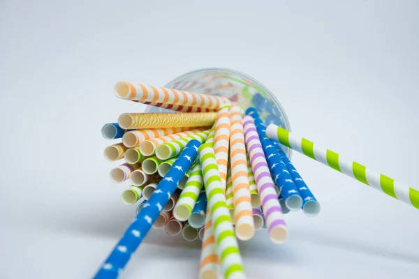 Background Glass Colorful Straws — Stock Photo, Image