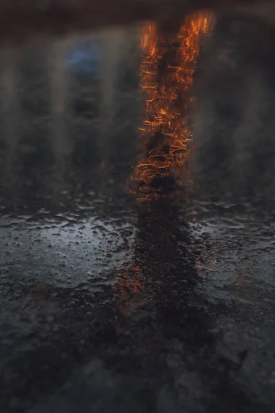 Tűz Lángok Földön — Stock Fotó