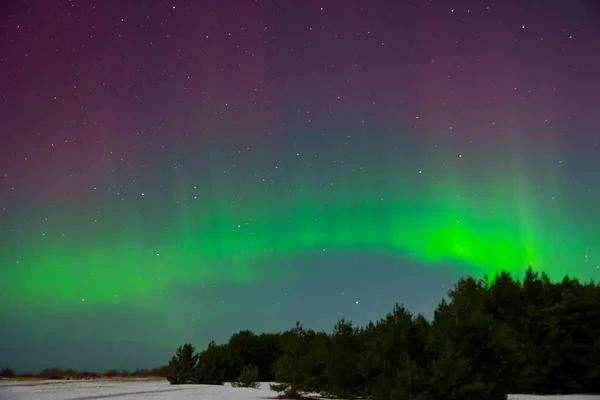 Aurora Boreal Sobre Paisaje Ártico Invierno — Foto de Stock