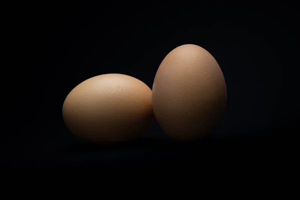 White Chicken Eggs Black Background — Stock Photo, Image