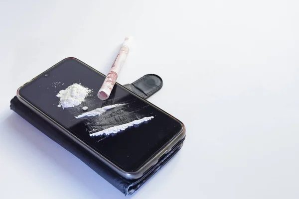 Para Kokain Tadı Arka Planda Kapat — Stok fotoğraf