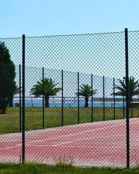 Campo Futebol Com Céu Azul — Fotografia de Stock