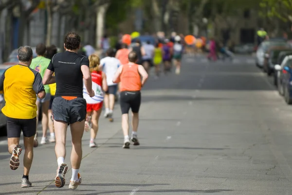 Városban Futó Maratoni Futók — Stock Fotó
