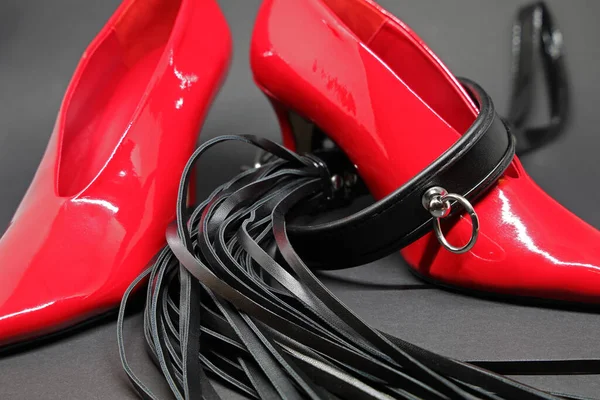 Chaussures Cuir Rouge Accessoires Blck — Photo