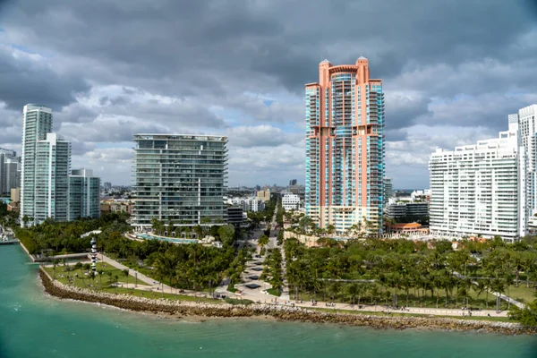 Miami Vista Playa Desde Cima Del Mar Ciudad Isla Del — Foto de Stock