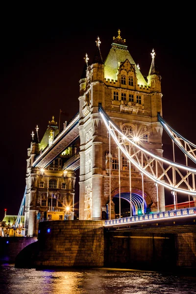 Лондон Октябрь 2019 Года Мост Через Реку Темзу Ночью — стоковое фото