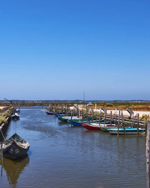 Barcos Pesca Margem Rio — Fotografia de Stock