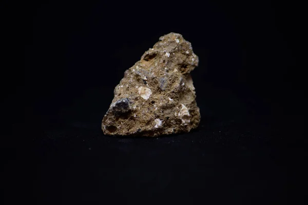 Makro Mineral Sten Svart Bakgrund — Stockfoto