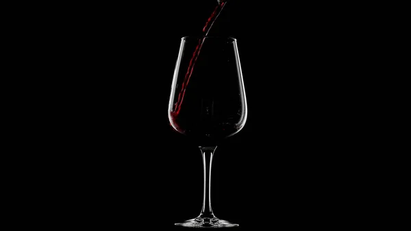 Verre Vin Rouge Isolé Sur Fond Noir — Photo