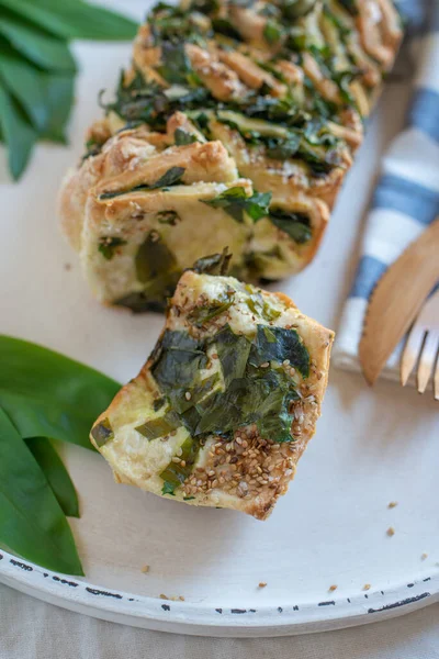 Baked Green Zucchini Cheese Spinach — Stock Photo, Image