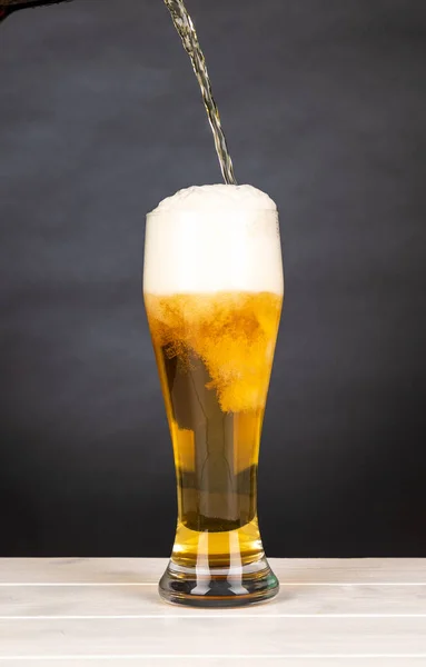 Beer Glass Foam Froth Dark Background — Stock Photo, Image