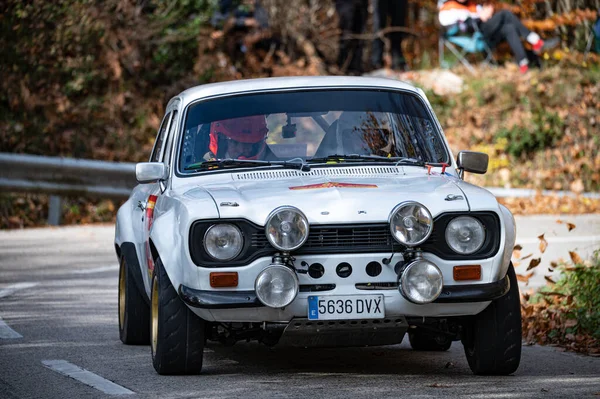 Coche Carreras Vintage Montar Carretera Durante Campeonato — Foto de Stock