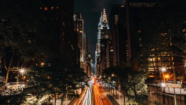 Piękny Widok Miasto Nowy Jork Nocy — Zdjęcie stockowe