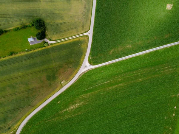 Vanuit Lucht Uitzicht Weg Het Platteland — Stockfoto